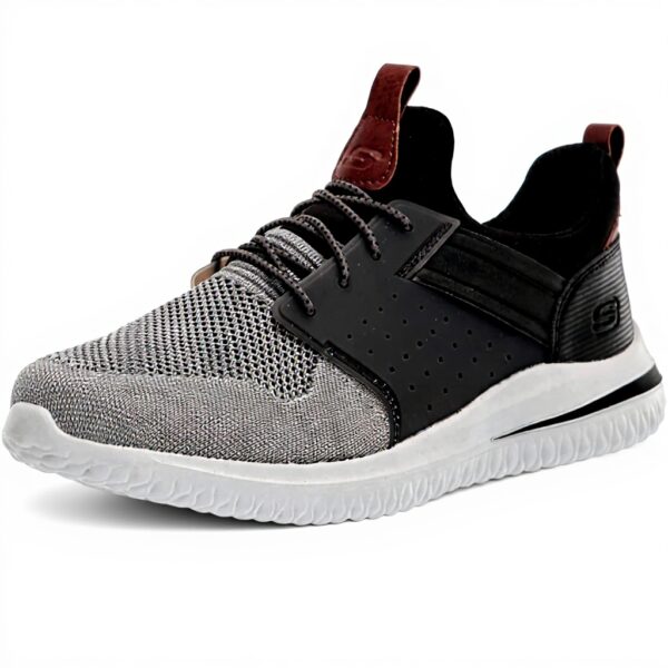 Baskets Skechers Homme Gris Noir Mousse Mémoire Forme