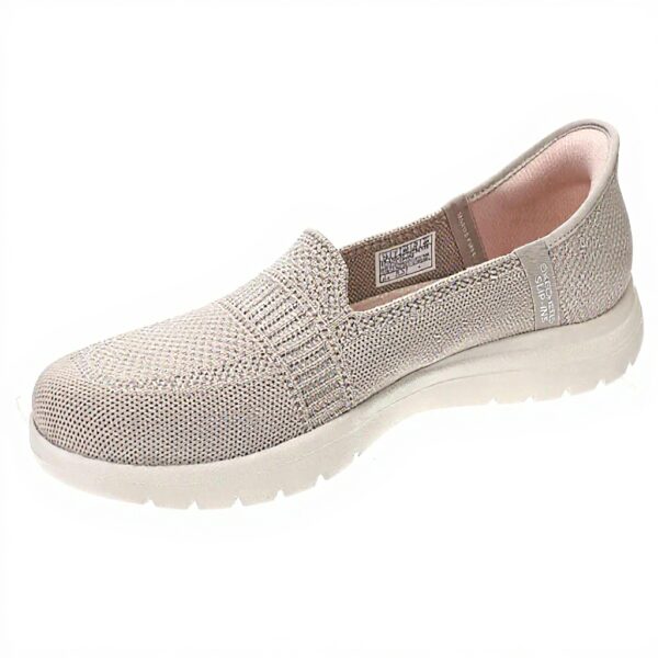 Skechers Mocassin Femme Flex Confort Lavable Couleur Taupe