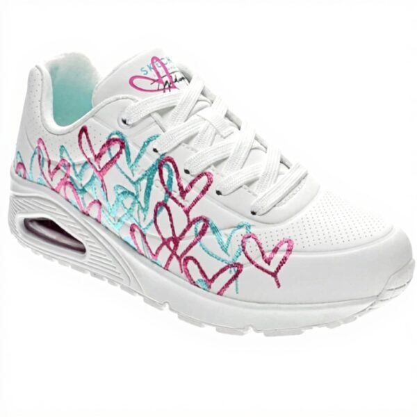 Skechers Uno Golden Heart Basket Femme Blanc Multicolore