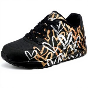 Baskets Skechers Uno Metallic Love Femme Blanc Noir Confort