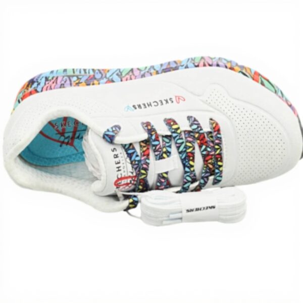 Baskets Skechers Uno Metallic Love Femme Blanc Coeur