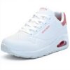 Baskets Skechers Uno Pop Back Femme Blanc Daim Confort