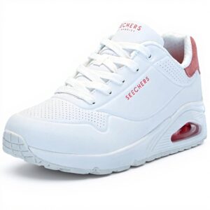 Baskets Skechers Uno Pop Back Femme Blanc Daim Confort