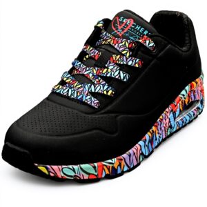 Baskets Skechers Uno Ravaged Love Femme Cuir Noir Confort