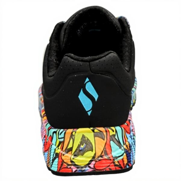 Baskets Skechers Uno Ravaged Love Femme Cuir Noir Confort