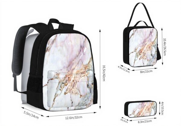 Ensemble sacs école 3 pièces Vc255gy1d3h rose marbre garçons