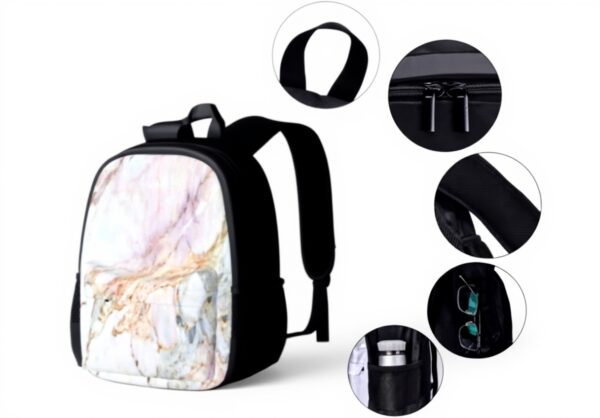 Ensemble sacs école 3 pièces Vc255gy1d3h rose marbre garçons