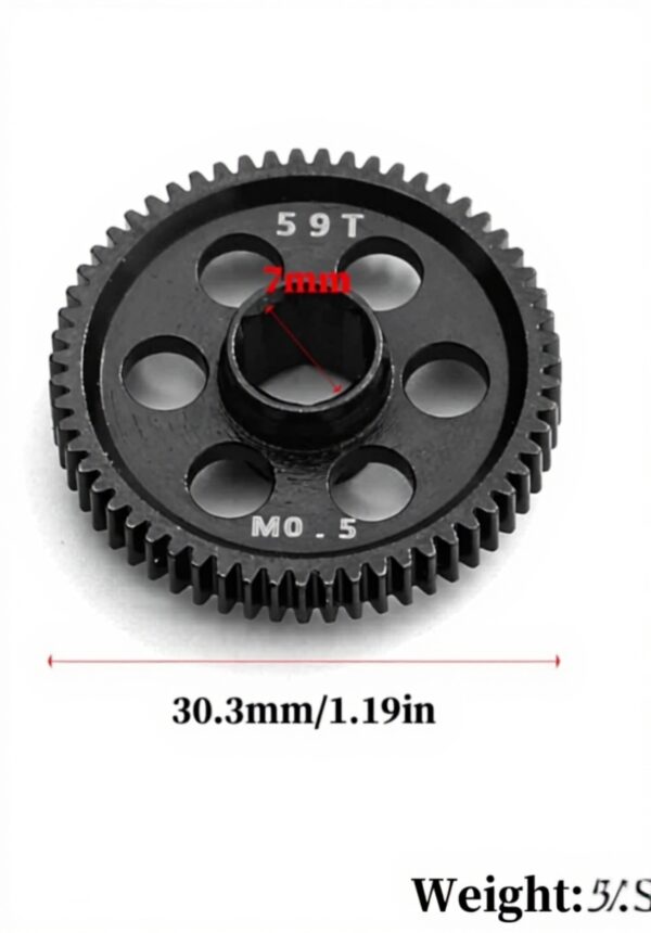 45 Steel M0.5 59T Spur Gear Big Gear RC Pièces de rechange pour ARRMA 118 Granite Grom RC Car