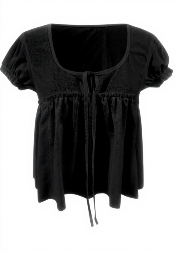 Blouse Femme Ete Col Rond Noeud Devant Genérique Mode