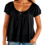 Blouse Femme Ete Col Rond Noeud Devant Genérique Mode