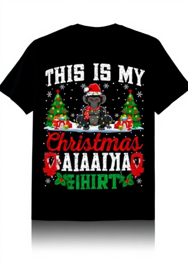 T-shirt Bonobo Noël Père Noël Chapeau Pyjama Amoureux