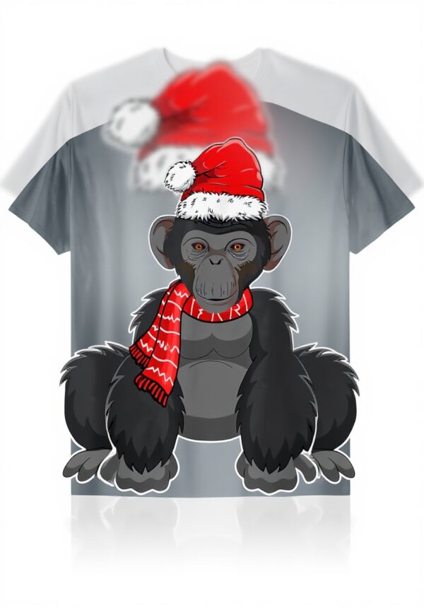 T-shirt Noël Bonobo Chapeau Père Noël Fantaisie Cadeau