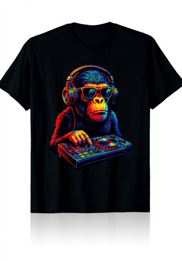 T-shirt Chimpanzé DJ Vaporwave Festival Mixing électrique
