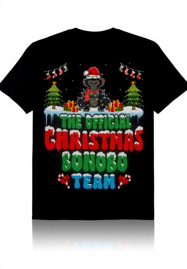 T-shirt Noël Bonobo équipe bonnet Père Noël fantaisie