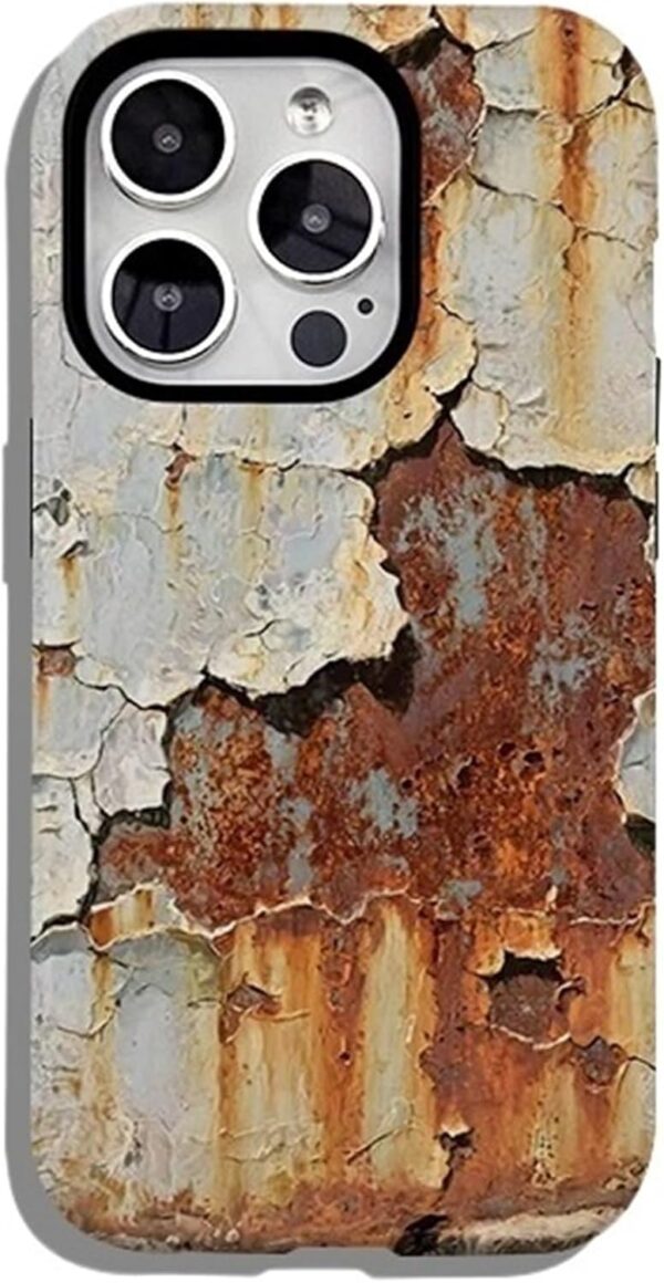 Coque iPhone texture métal rouillé vintage protection-0