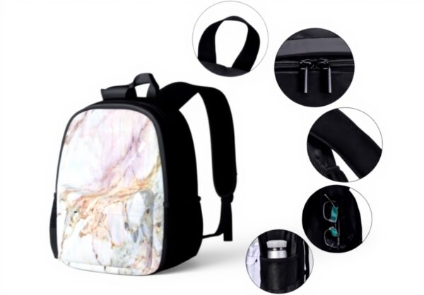 Ensemble sacs à dos BAAROO motif marbre école voyage trousse