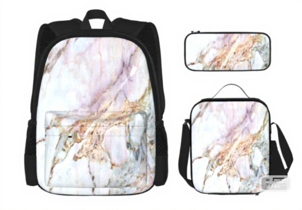 Ensemble sacs à dos BAAROO motif marbre école voyage trousse