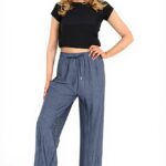 Pantalon Palazzo jean plissé FAIRY TRENDZ femme cordon