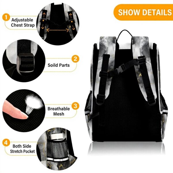 Sac à dos enfant granit marbre blanc noir Sawoinoa