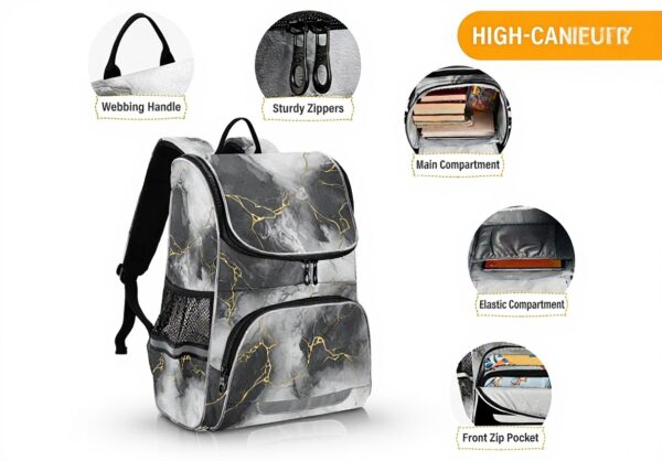 Sac à dos enfant granit marbre blanc noir Sawoinoa