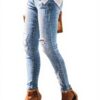 GTRQWW Jean Skinny Taille Haute Extensible déchiré for Femme Pantalon en Denim déchiré Taille Haute Jean boutonné et Nude Jean Skinny(Style3,XS)