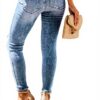 GTRQWW Jean Skinny Taille Haute Extensible déchiré for Femme Pantalon en Denim déchiré Taille Haute Jean boutonné et Nude Jean Skinny(Style3,XS)