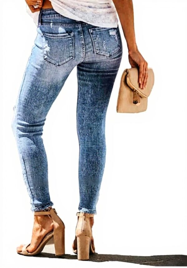 GTRQWW Jean Skinny Taille Haute Extensible déchiré for Femme Pantalon en Denim déchiré Taille Haute Jean boutonné et Nude Jean Skinny(Style3,XS)