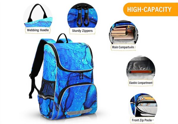 Sac à dos enfant granit marbre bleu Vnurnrn-Nigeu école