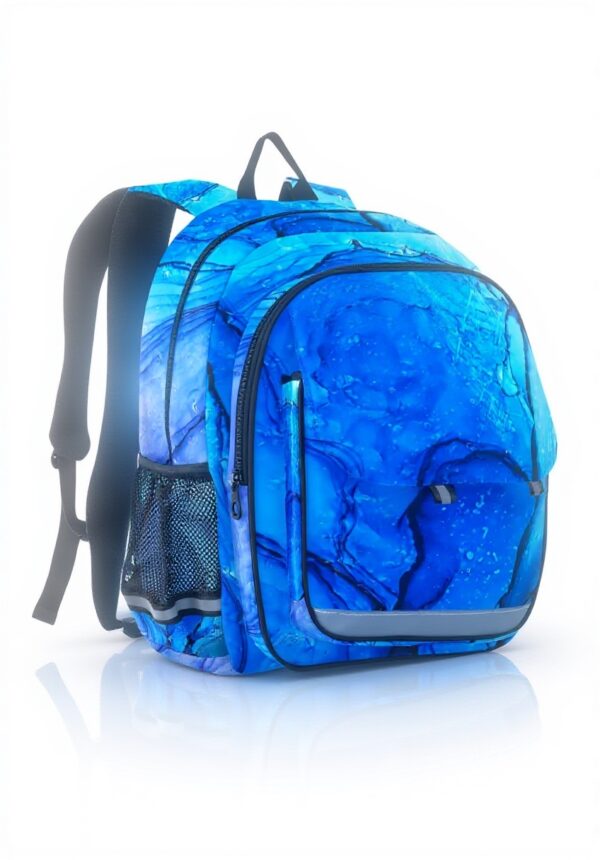 Impression De Granit En Marbre Bleu Sac à Dos Garçons Filles Enfant Étudiants Cartable Sac a Main pour Ordinateur Portable de Voyage Femme Homme