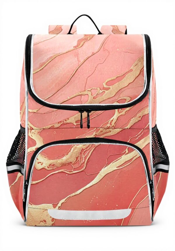 Sac à dos enfant granit marbre rose Sawoinoa réfléchissant