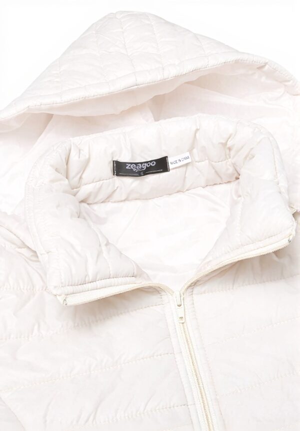 Jean Vestes Doudoune Automne Femme Hiver Legere Matelassé Doudoune Manteau Manches Longues À Capuchon Vetements Slim Fit Loisir Fashion Unicolore Warm Quilting Blouson Coat (Color Nude, Size M)