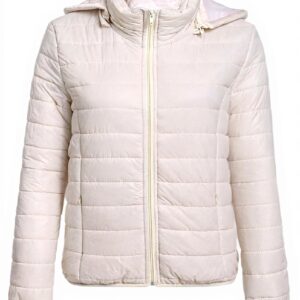Jean Vestes Doudoune Automne Femme Hiver Legere Matelassé Doudoune Manteau Manches Longues À Capuchon Vetements Slim Fit Loisir Fashion Unicolore Warm Quilting Blouson Coat (Color Nude, Size M)