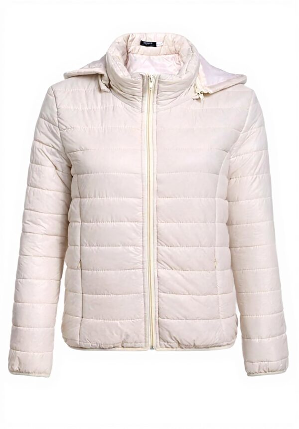 Jean Vestes Doudoune Automne Femme Hiver Legere Matelassé Doudoune Manteau Manches Longues À Capuchon Vetements Slim Fit Loisir Fashion Unicolore Warm Quilting Blouson Coat (Color Nude, Size M)