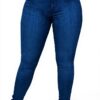 Jeggings femme extensible grande taille haute délavé
