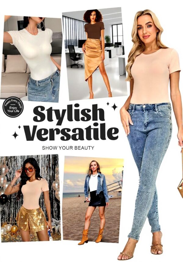 Bodys femme Kefiyis manches courtes élastique col rond