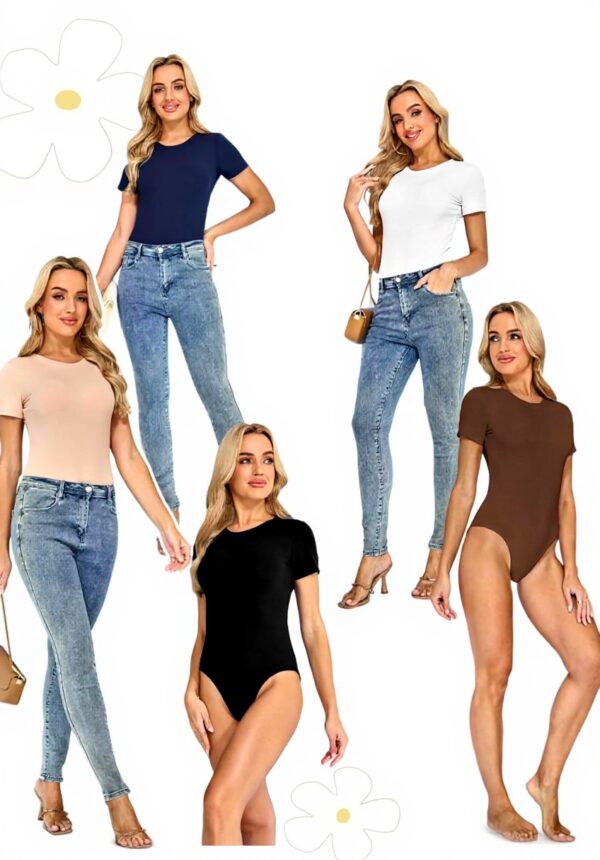 Bodys femme Kefiyis manches courtes élastique col rond