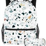 Sac à dos enfant Leomeowf marbre granit portable 14 pouces