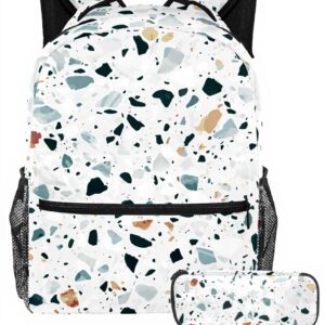 Sac à dos enfant Leomeowf marbre granit portable 14 pouces