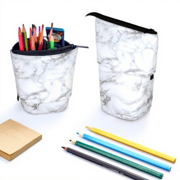 Trousse à crayons Lsjuee marbre granit organique debout