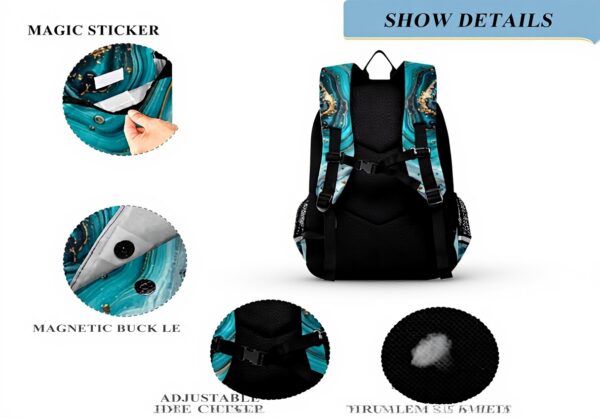 Sac à dos enfant marbre turquoise Sawoinoa école voyage