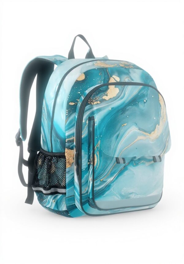 Sac à dos enfant marbre turquoise granit Sawoinoa école