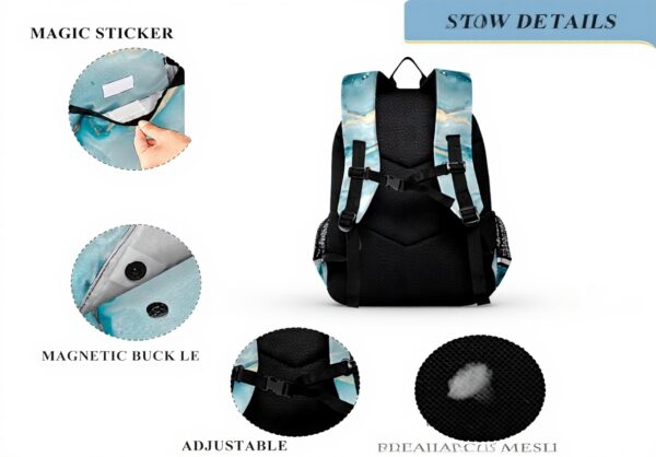 Sac à dos enfant marbre turquoise granit Sawoinoa école