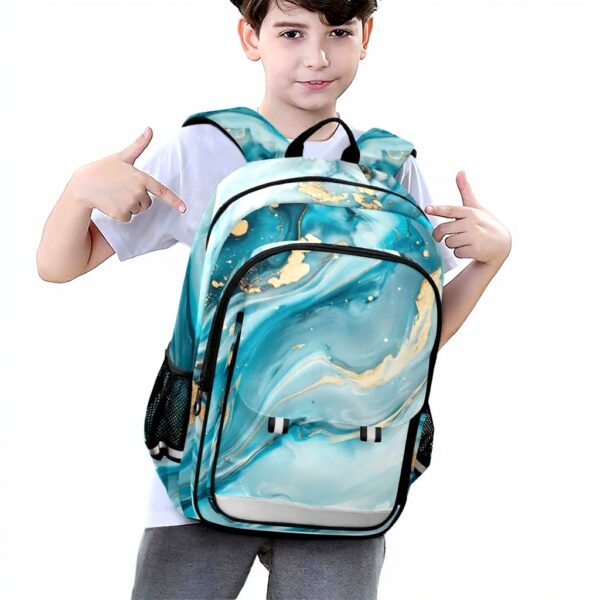 Sac à dos enfant marbre turquoise granit Sawoinoa école