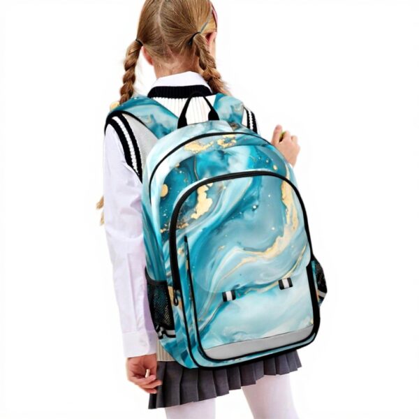 Sac à dos enfant marbre turquoise granit Sawoinoa école