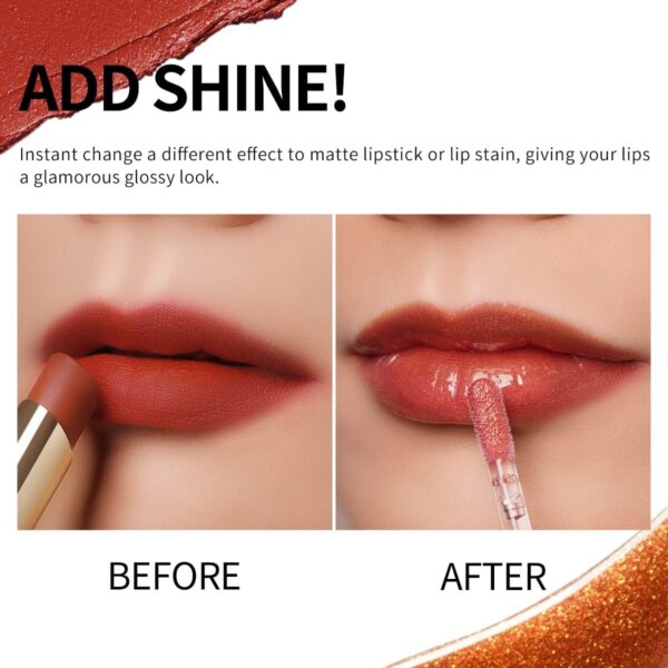 Oulac Gloss à Lèvres Pailleté Hydratant Huile Brillant Vegan-3