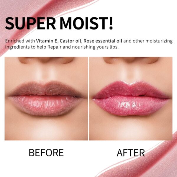 Oulac Gloss à Lèvres Pailleté Hydratant Huile Brillant Vegan-4