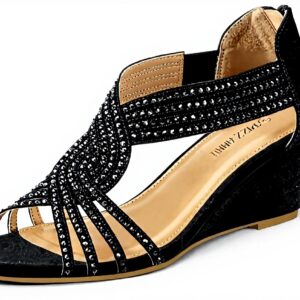 Sandales compensées femme PIZZ ANNU strass talon confort