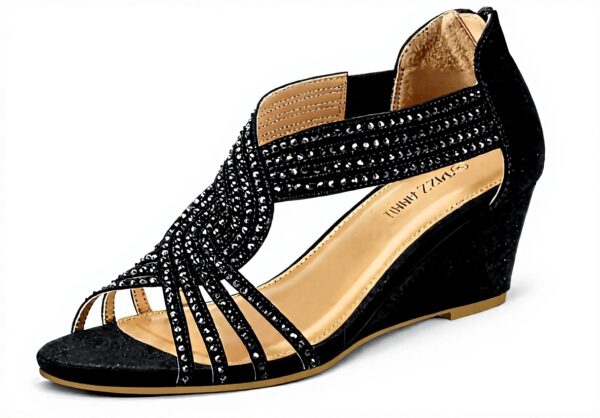 Sandales compensées femme PIZZ ANNU strass talon confort
