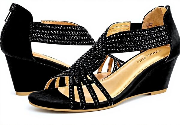 Sandales compensées femme PIZZ ANNU strass talon confort