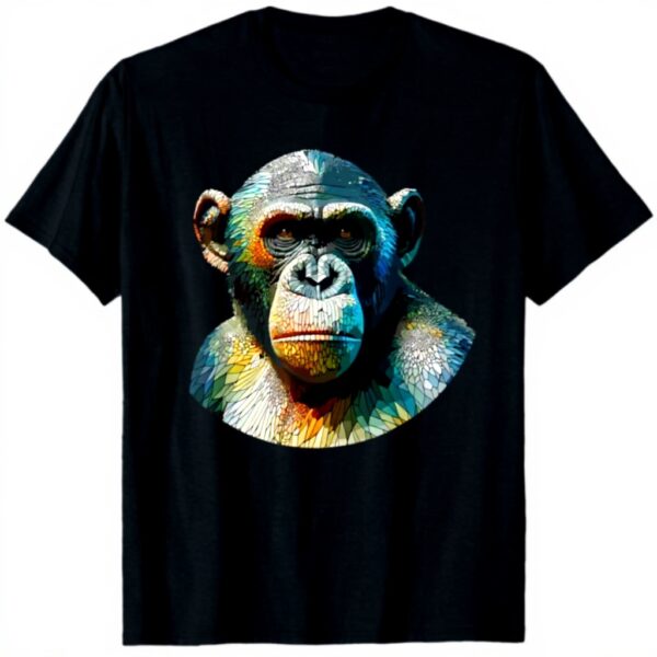 T-shirt Singe Bonobo Polygon Art Femme Léger Coupe Classique